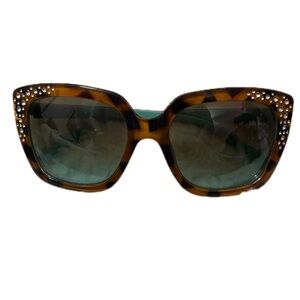 Brown Oversized Square Sunglasses with Metallic Studs